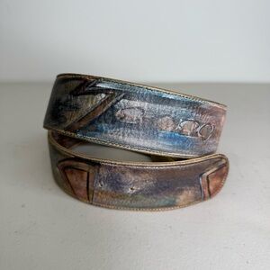 NEW Jane Yoo Hand Painted Leather Belt